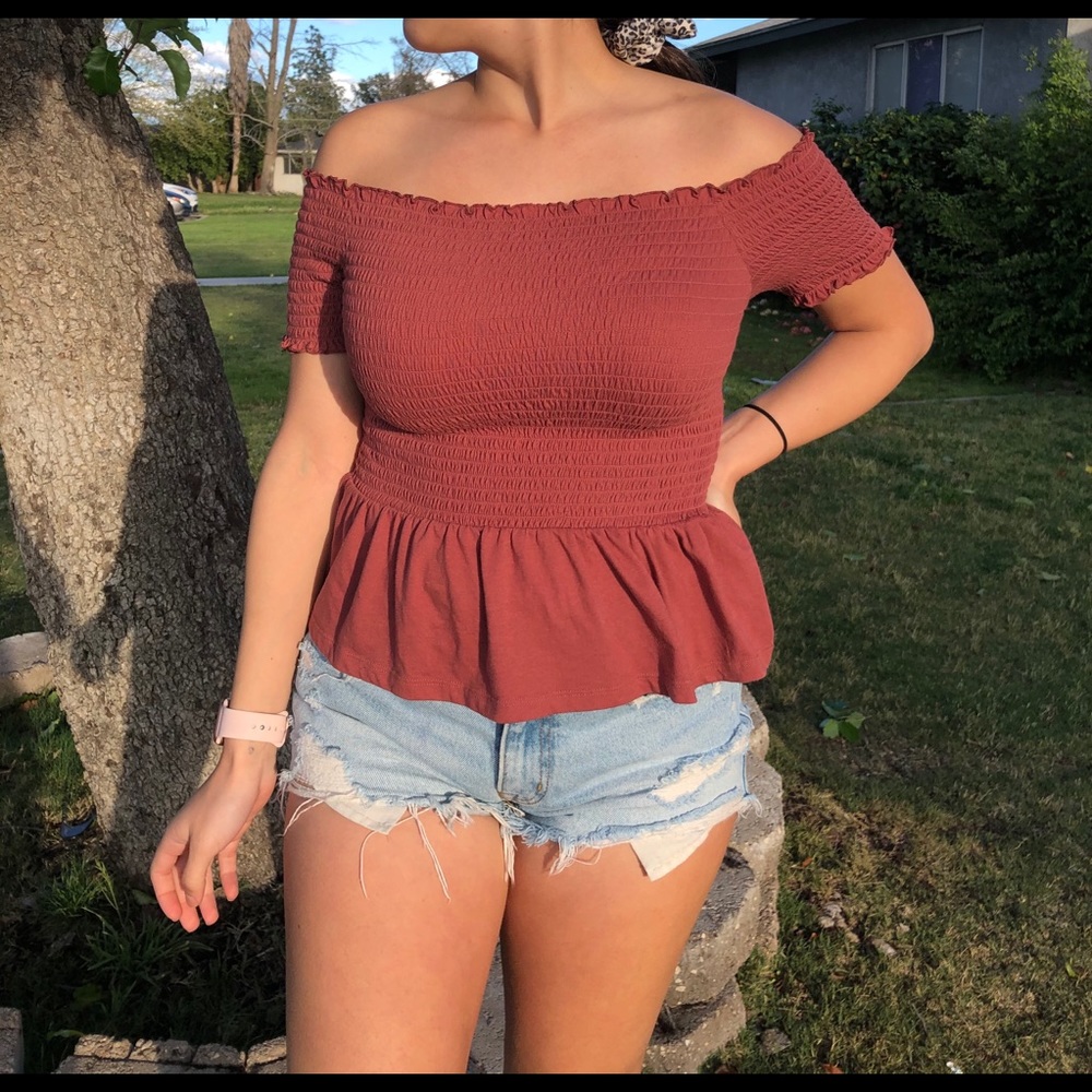 Off the shoulder blouse.